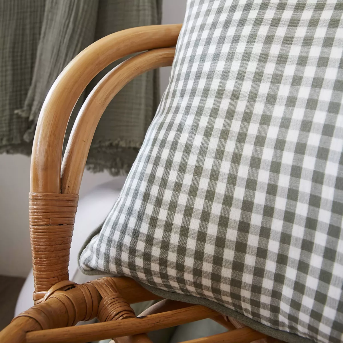 Cojín rectangular de gasa de algodón (40 x 60 cm) Vickie Verde romero