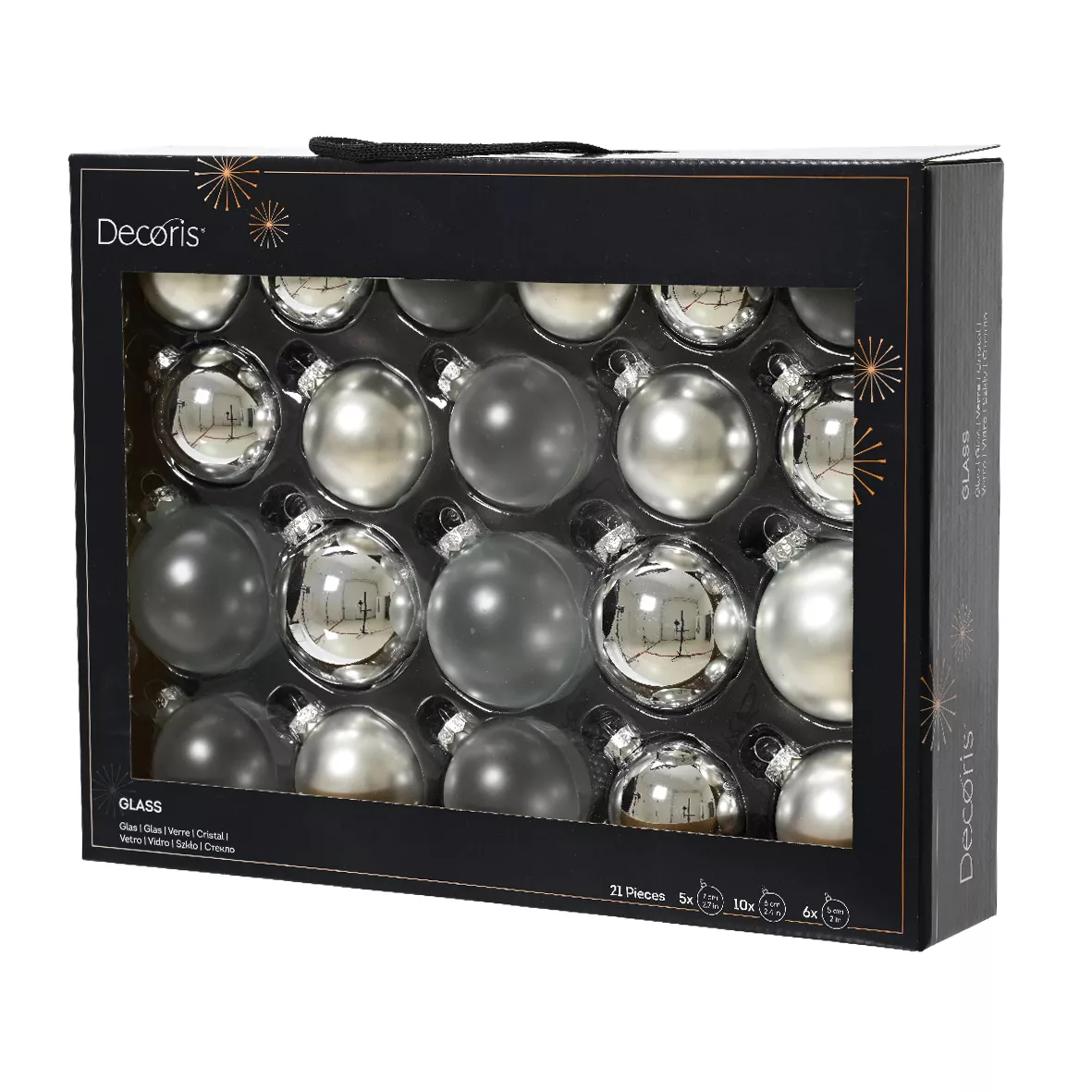 Lot de 21 boules de Noël en verre Assorties Cristal  Argent