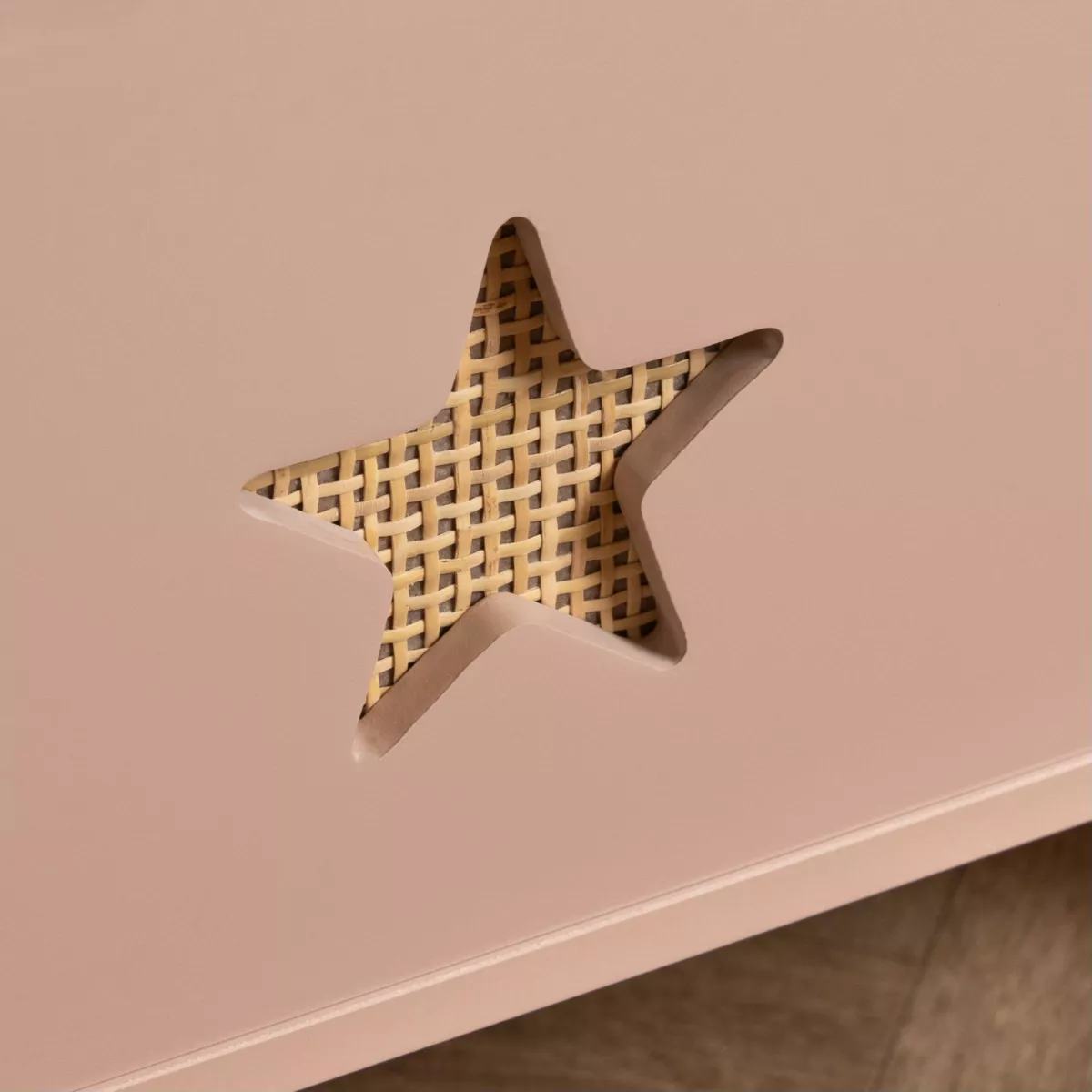 Coffre à jouet ouvert enfant bois (H44 cm) Stars Rose