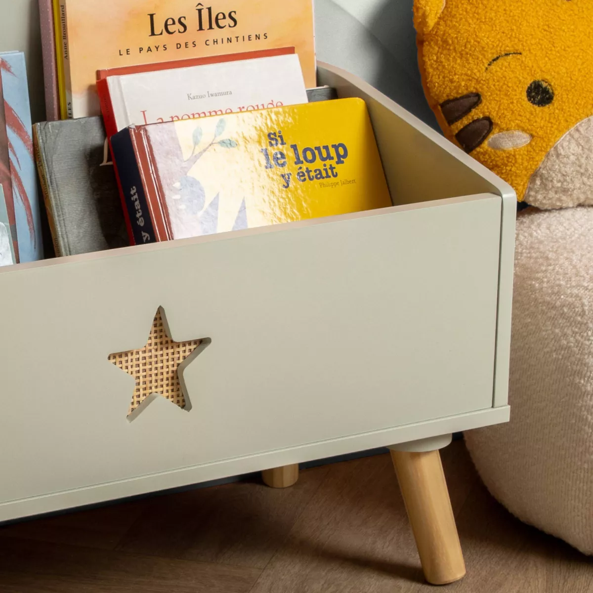 Spielzeugkiste Kinderzimmer Holz (H44 cm) Stars Vert