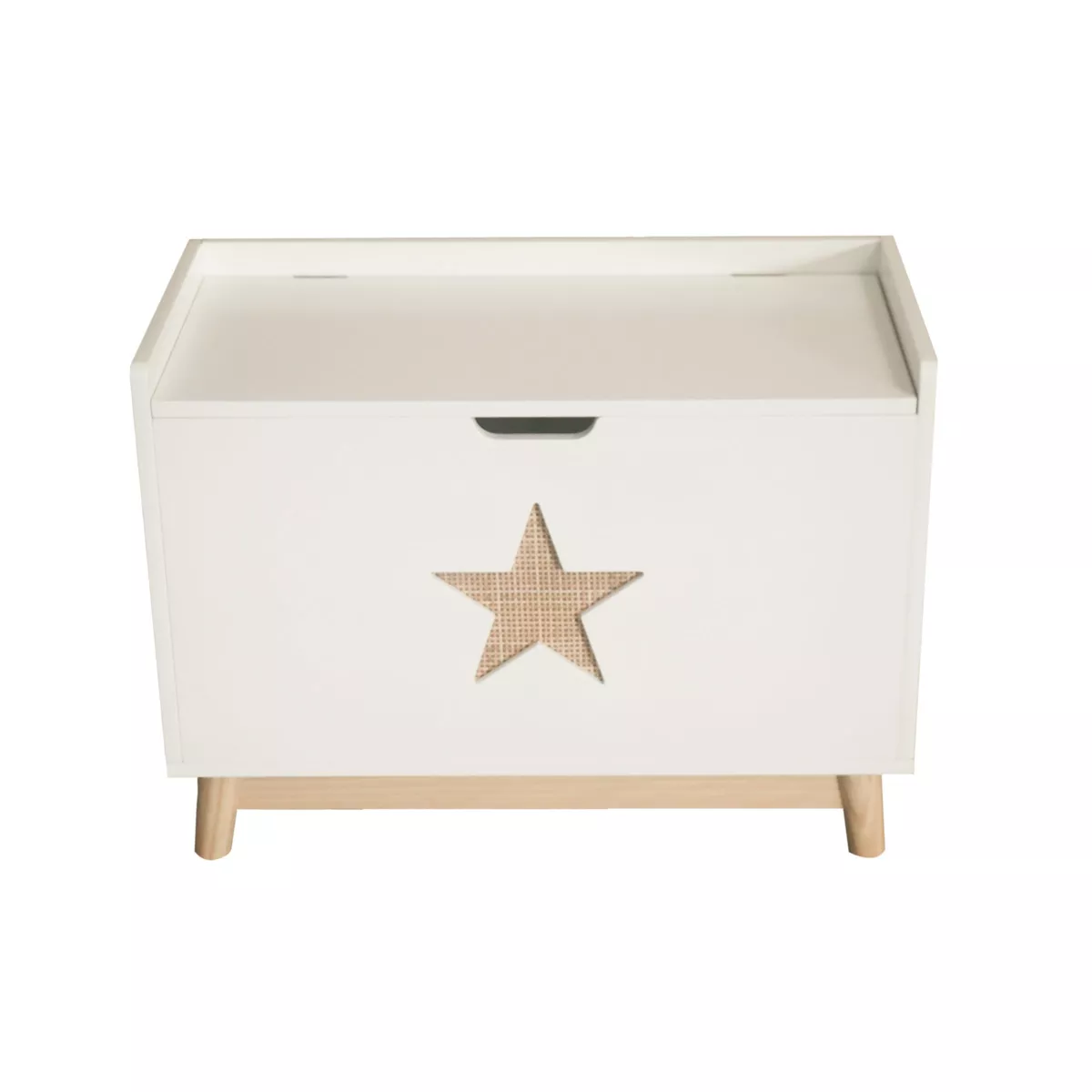 Coffre à jouet avec couvercle enfant bois (H51 cm) Stars Blanc