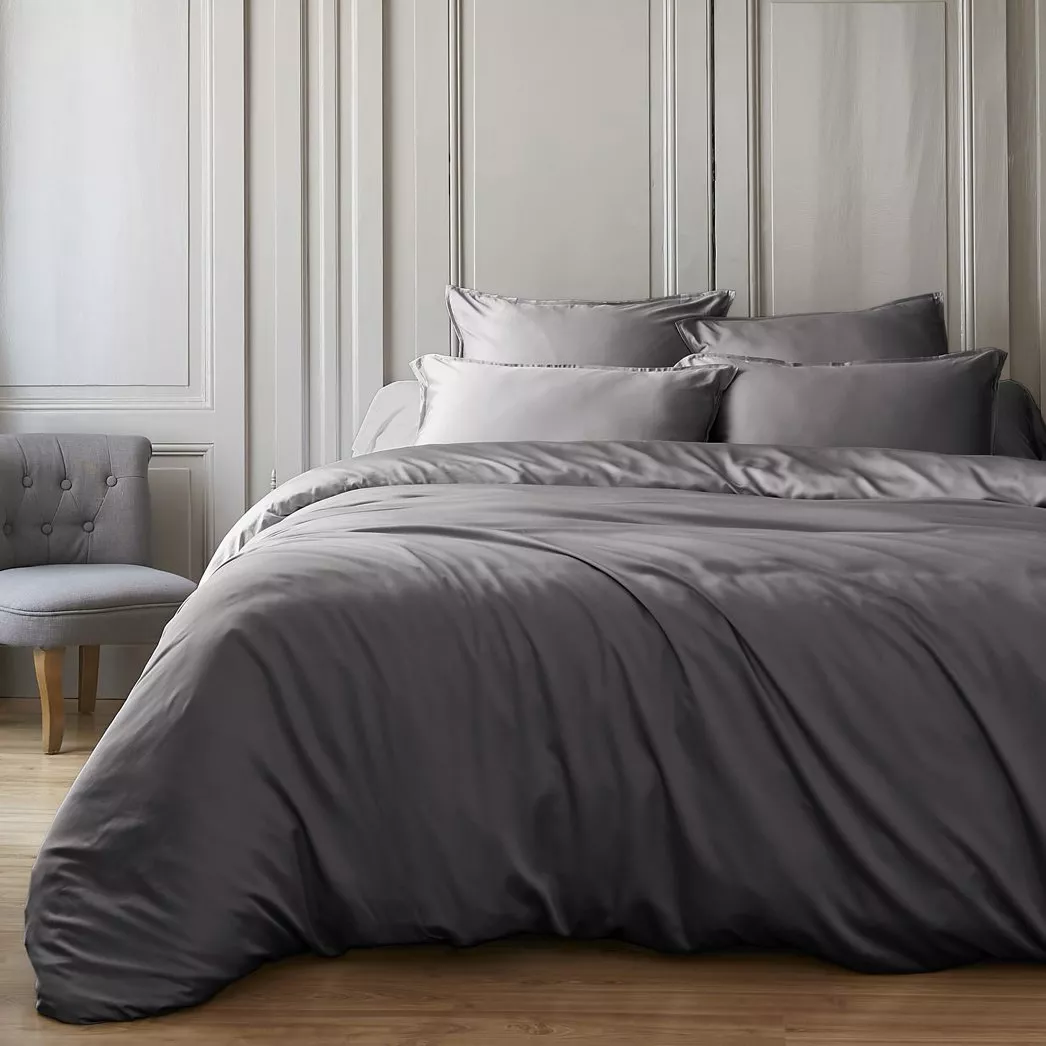 Copripiumino in satin di bambù (280 x 240 cm) Sienna Grigio granito