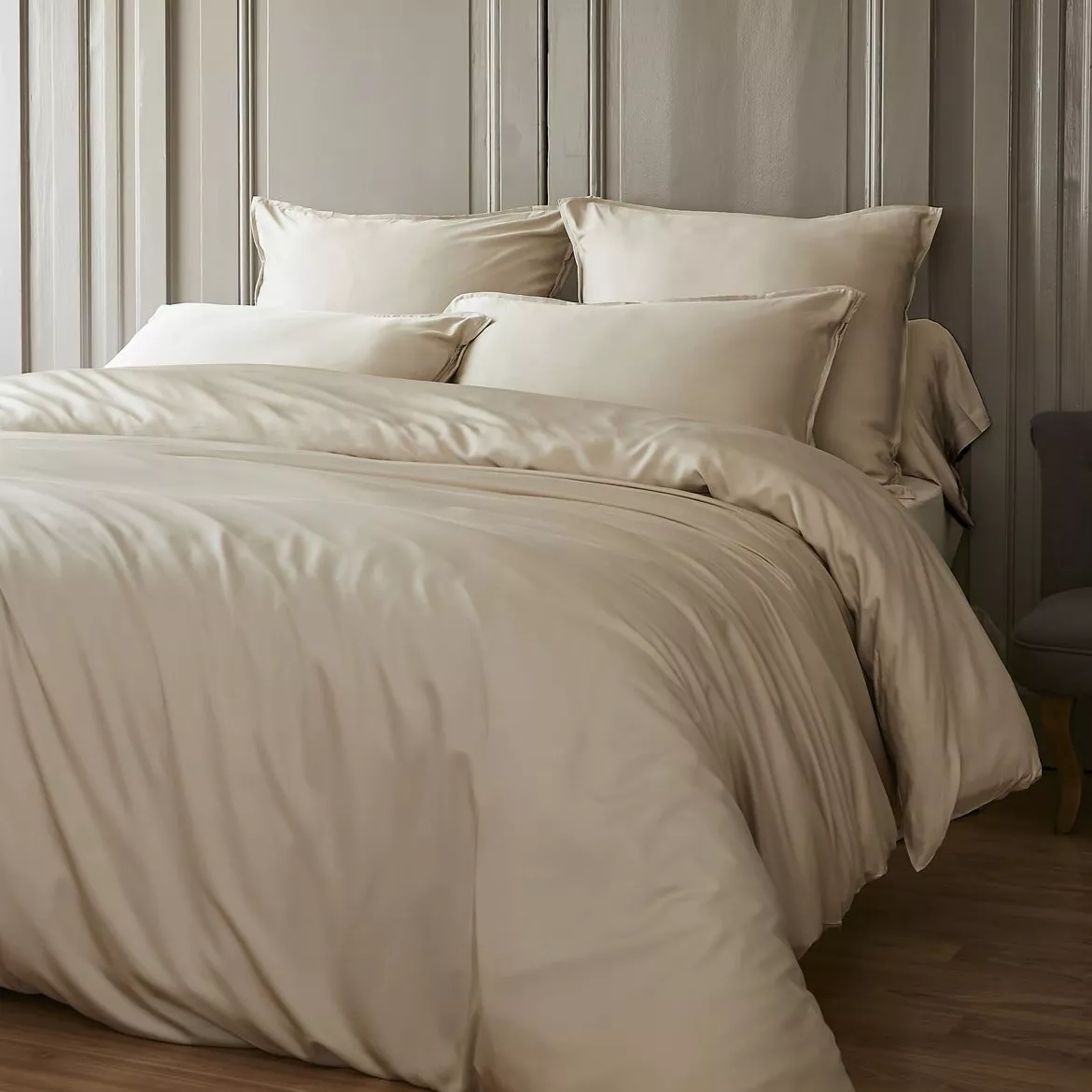 Drap housse satin de bambou (200 x 200 cm) Sienna Beige