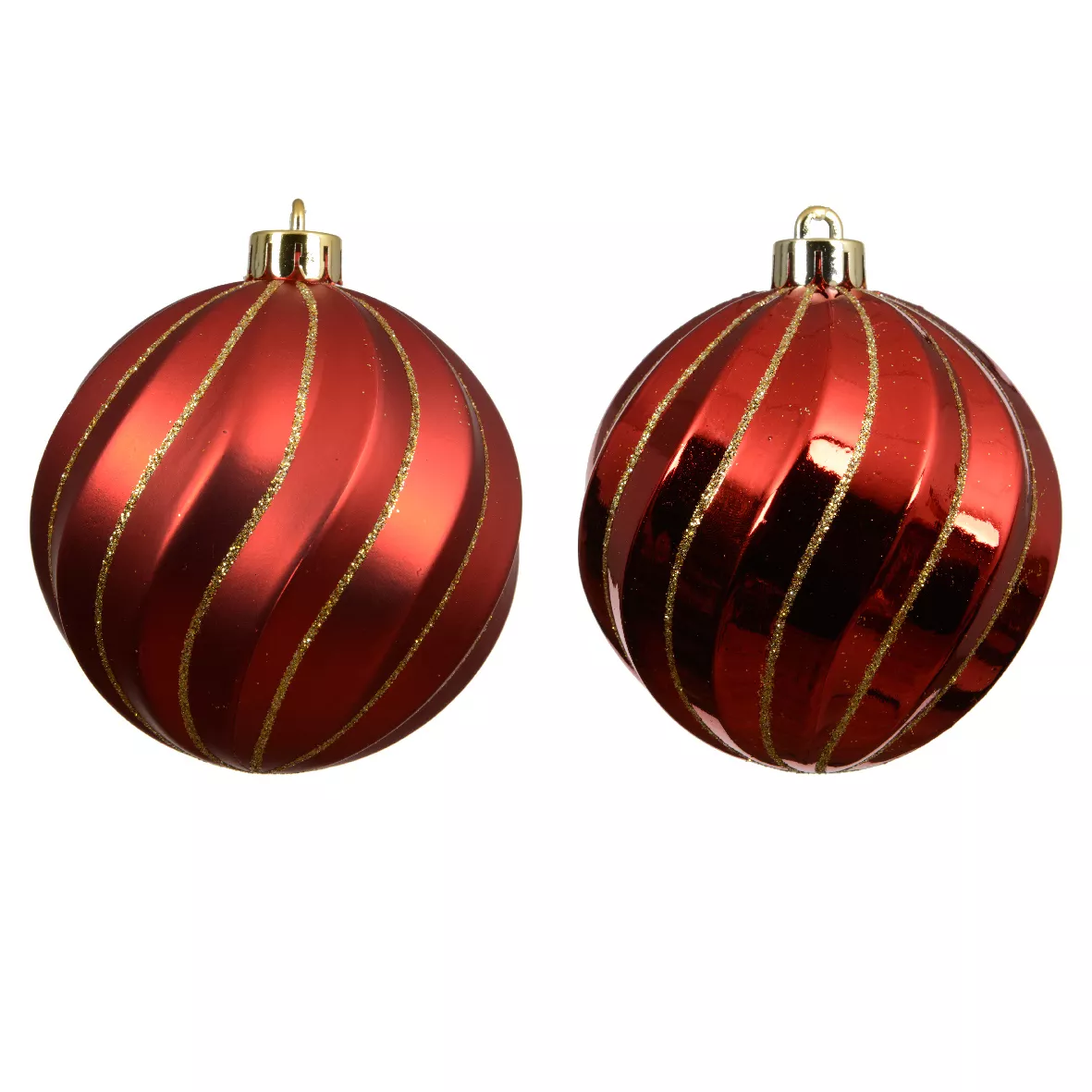 LOT DE 6  Boule polystyrene dia8cm rouge pailleté or Glam chic