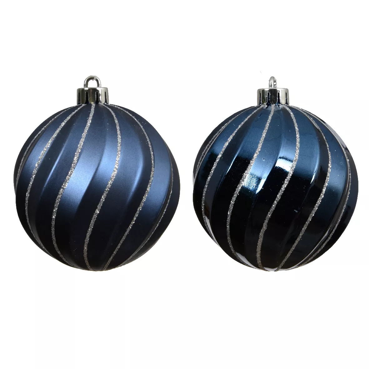 LOT DE 6  Boule polystyrene dia8cm bleu nuit Glam chic pailleté argent