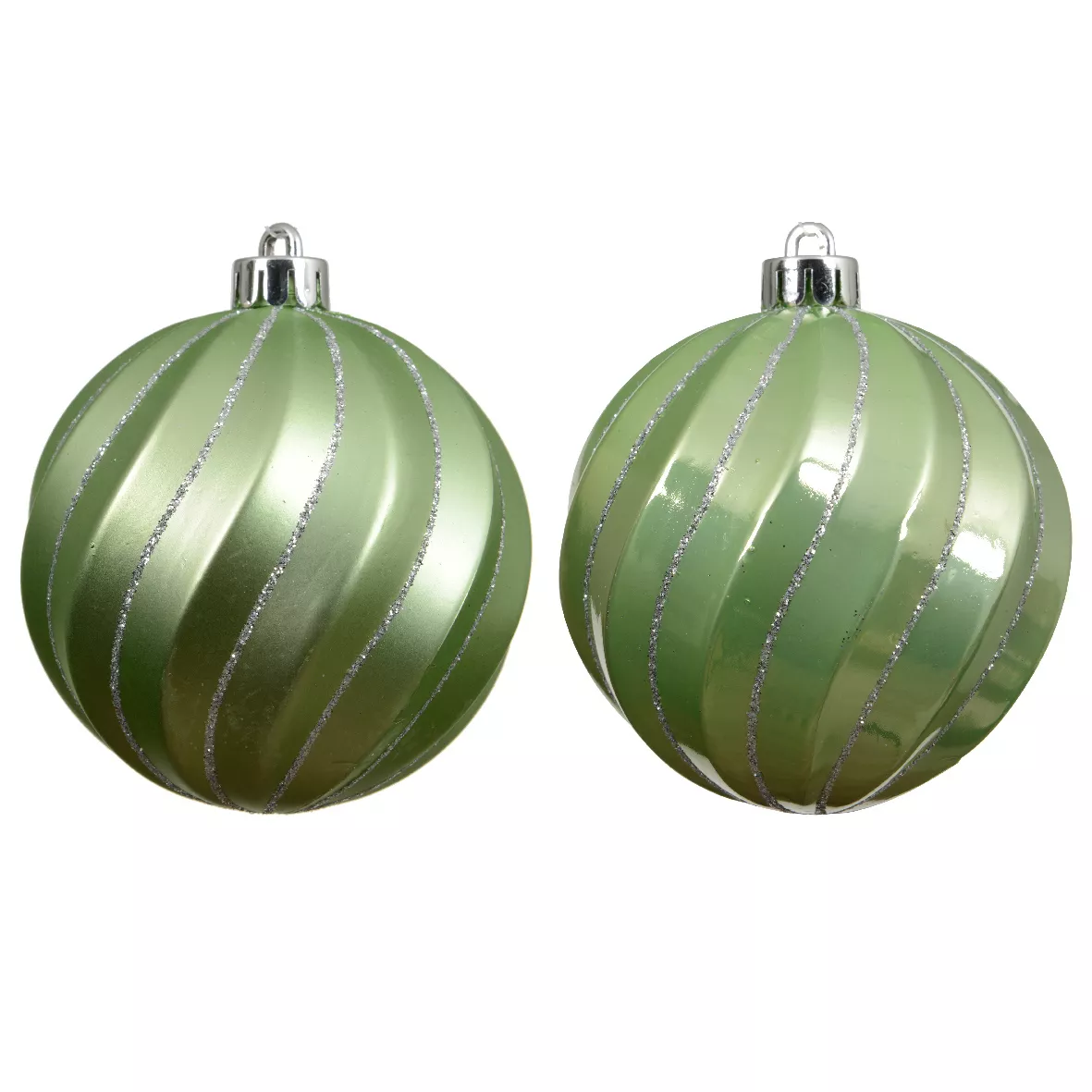 LOT DE 6  Boule polystyrene dia8-H8cm matcha green Glam chic pailleté argent