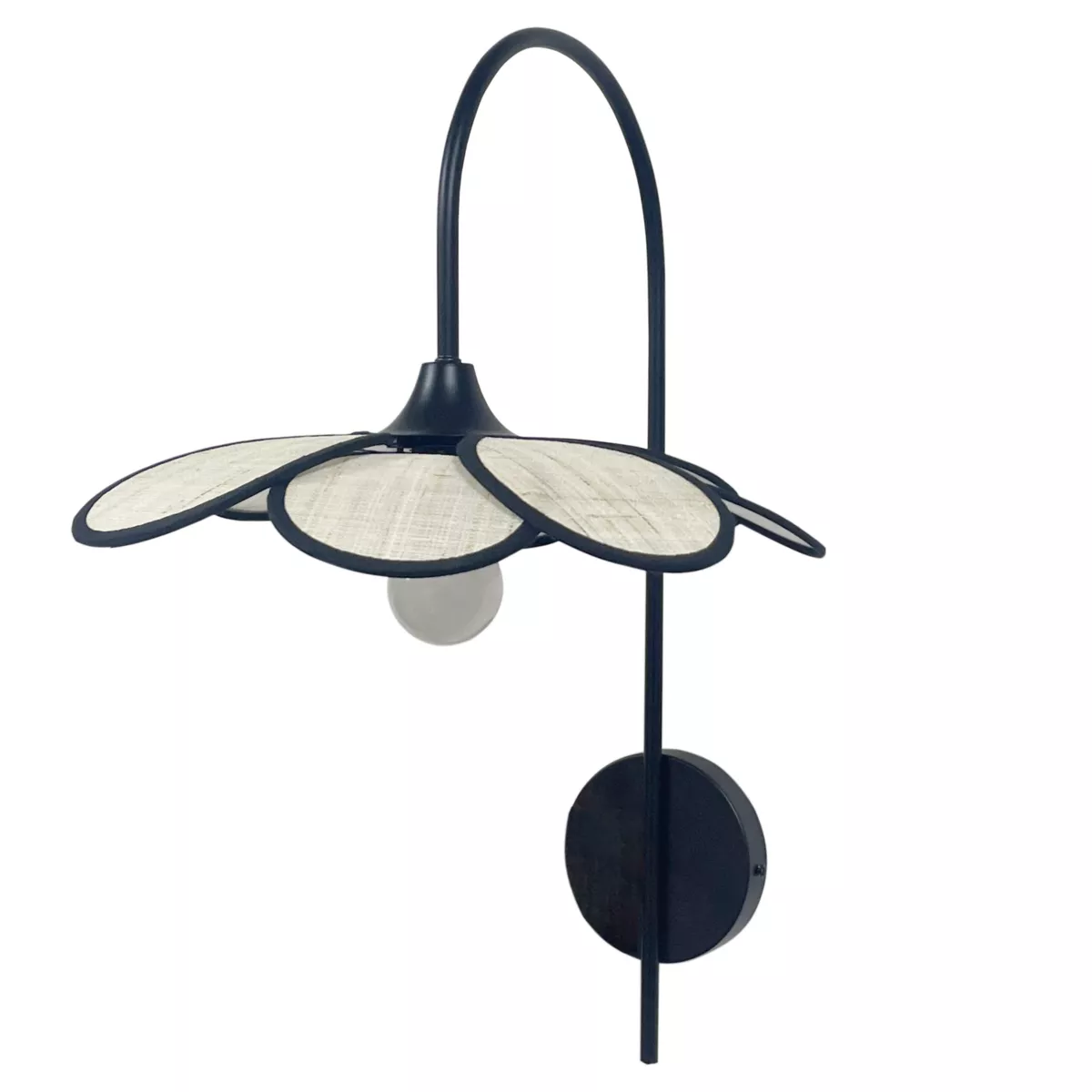 Applique da parete a petalo in tessuto (H62 cm) Alava Nero