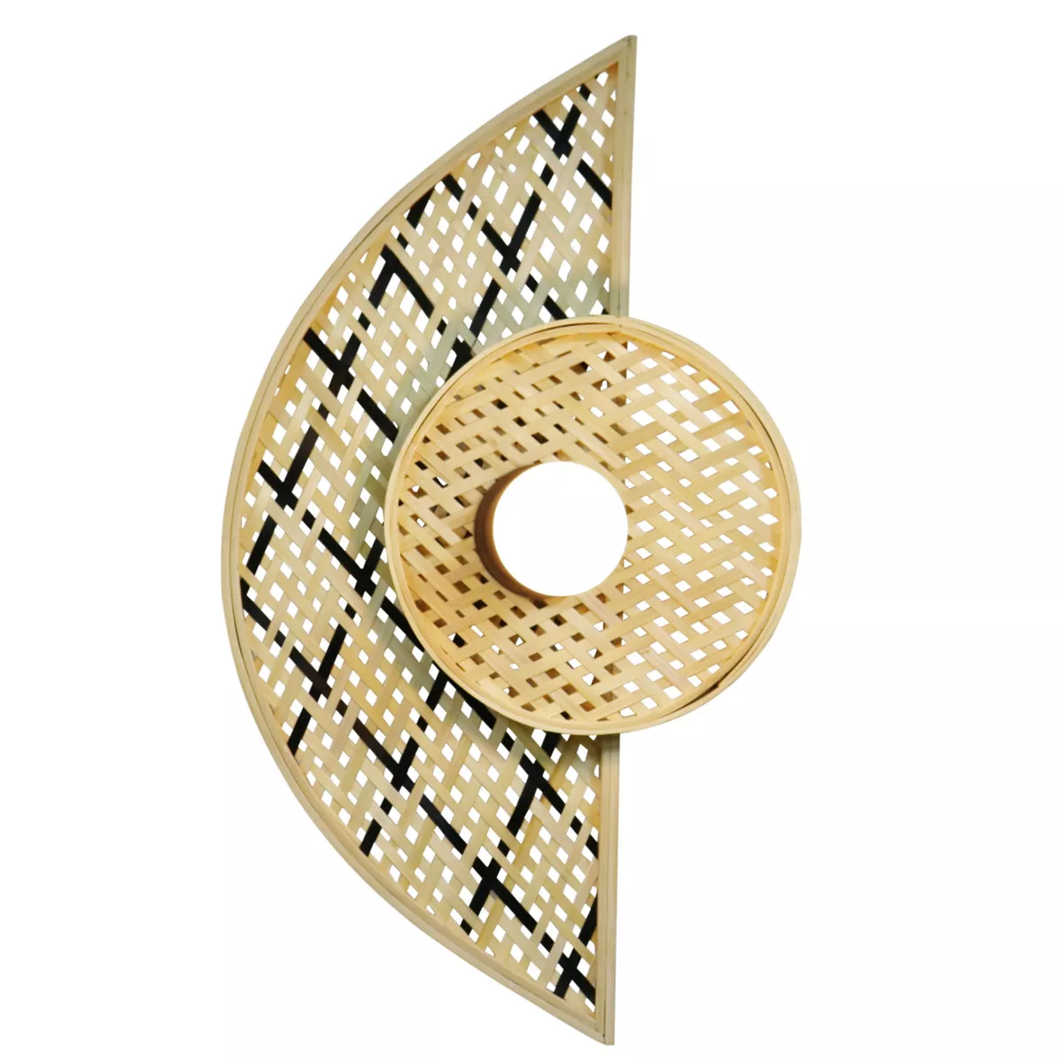 Applique da parete in bambù (H50 cm) Ravina Nero e naturale
