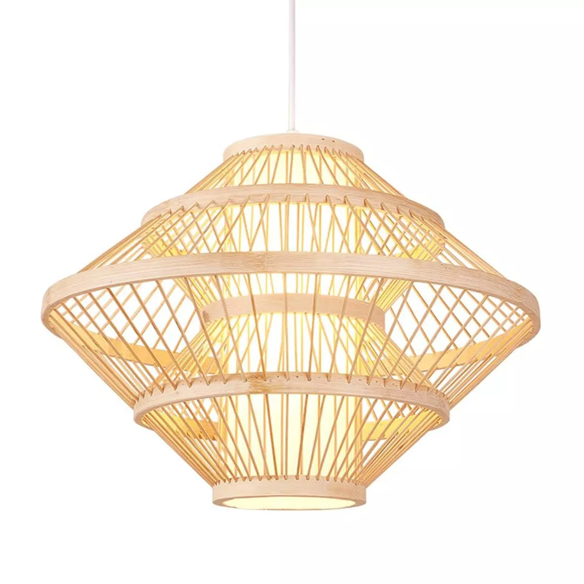 Suspension lumineuse design en bambou (D50 cm) Marbella Naturel