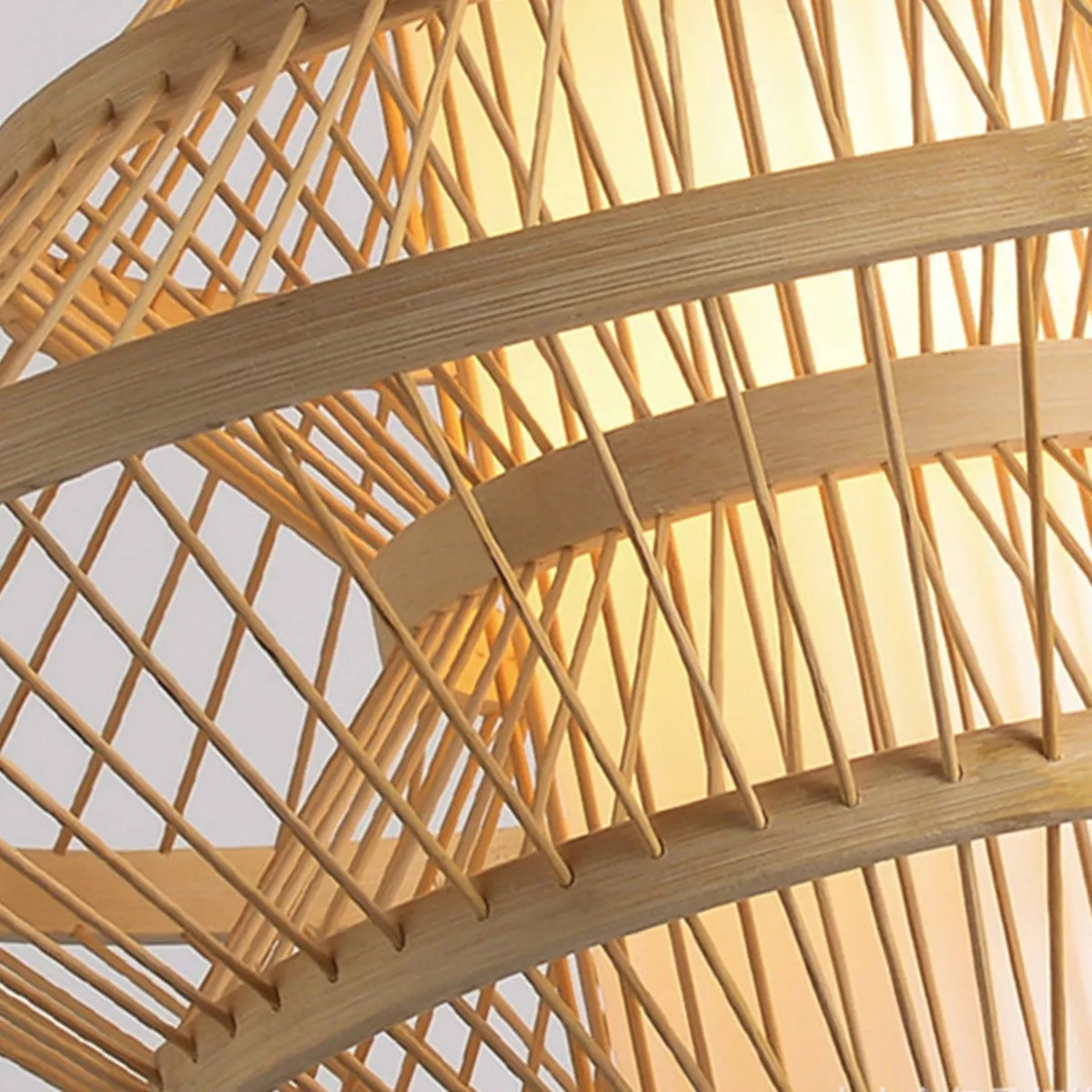 Sospensione luminosa design in bambù (D50 cm) Marbella Naturale