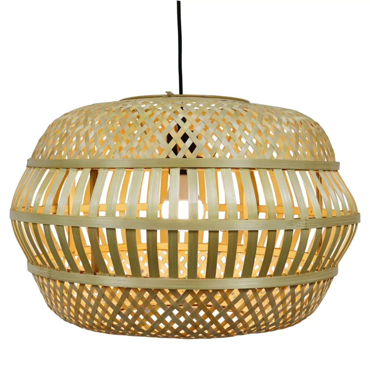Sospensione luminosa in bambù traforato (D50 cm) Manresa Naturale