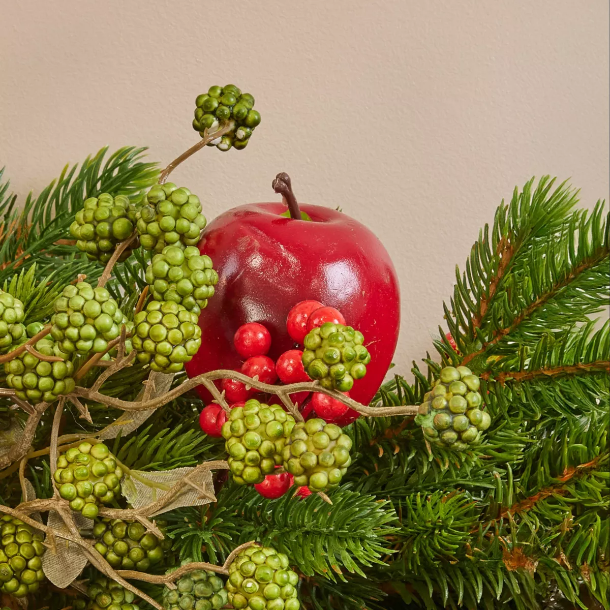 Guirlande de sapin (180 cm) Pommes sucrées Rouge