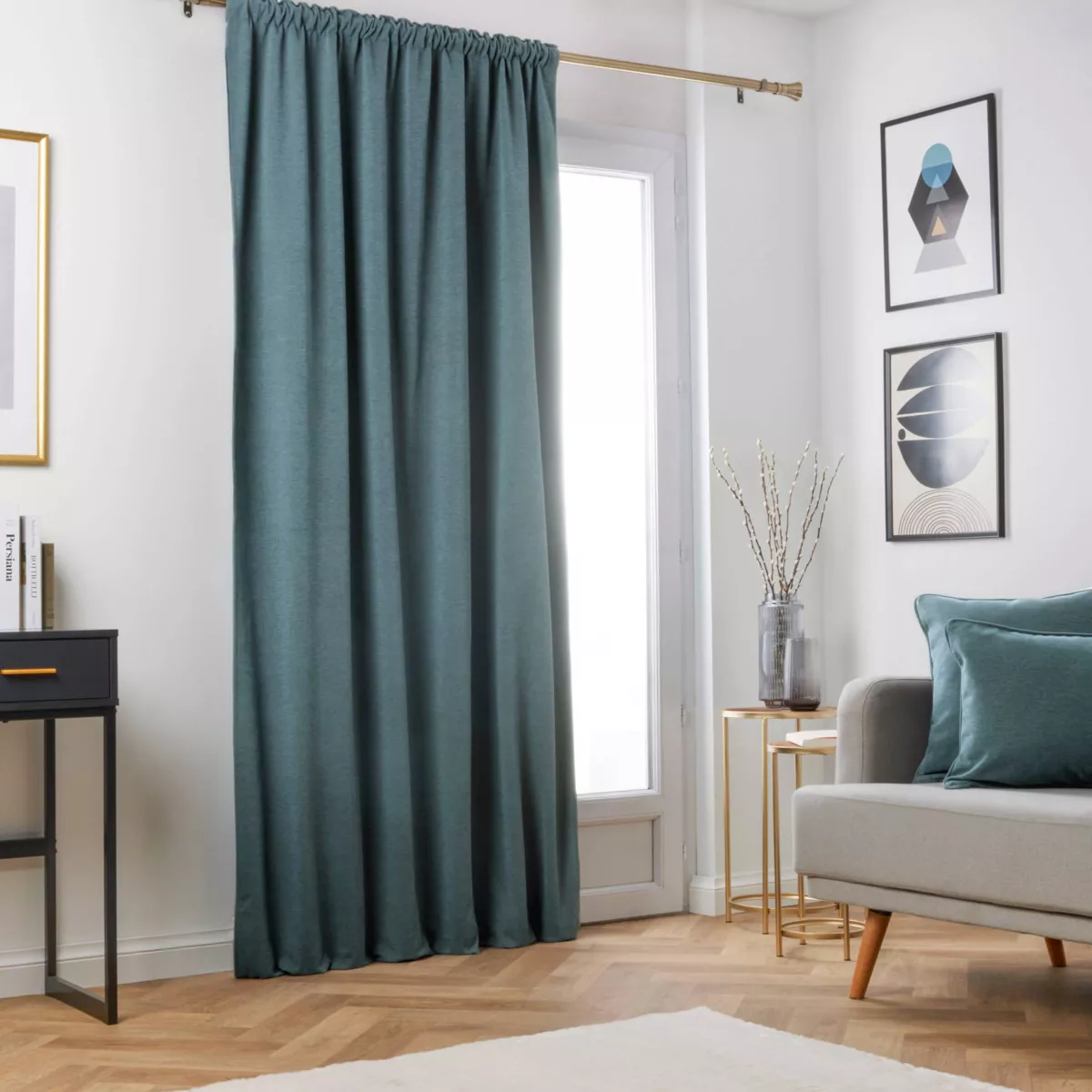 Tenda oscurante termica con fettuccia arricciata (280 x 240 cm) Mezzanotte Grigio blu