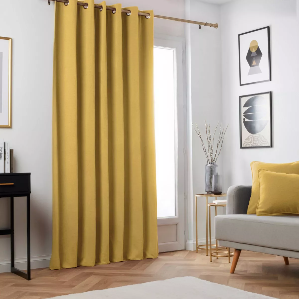Tenda oscurante termica (180 x 260 cm) Mezzanotte Giallo ocra