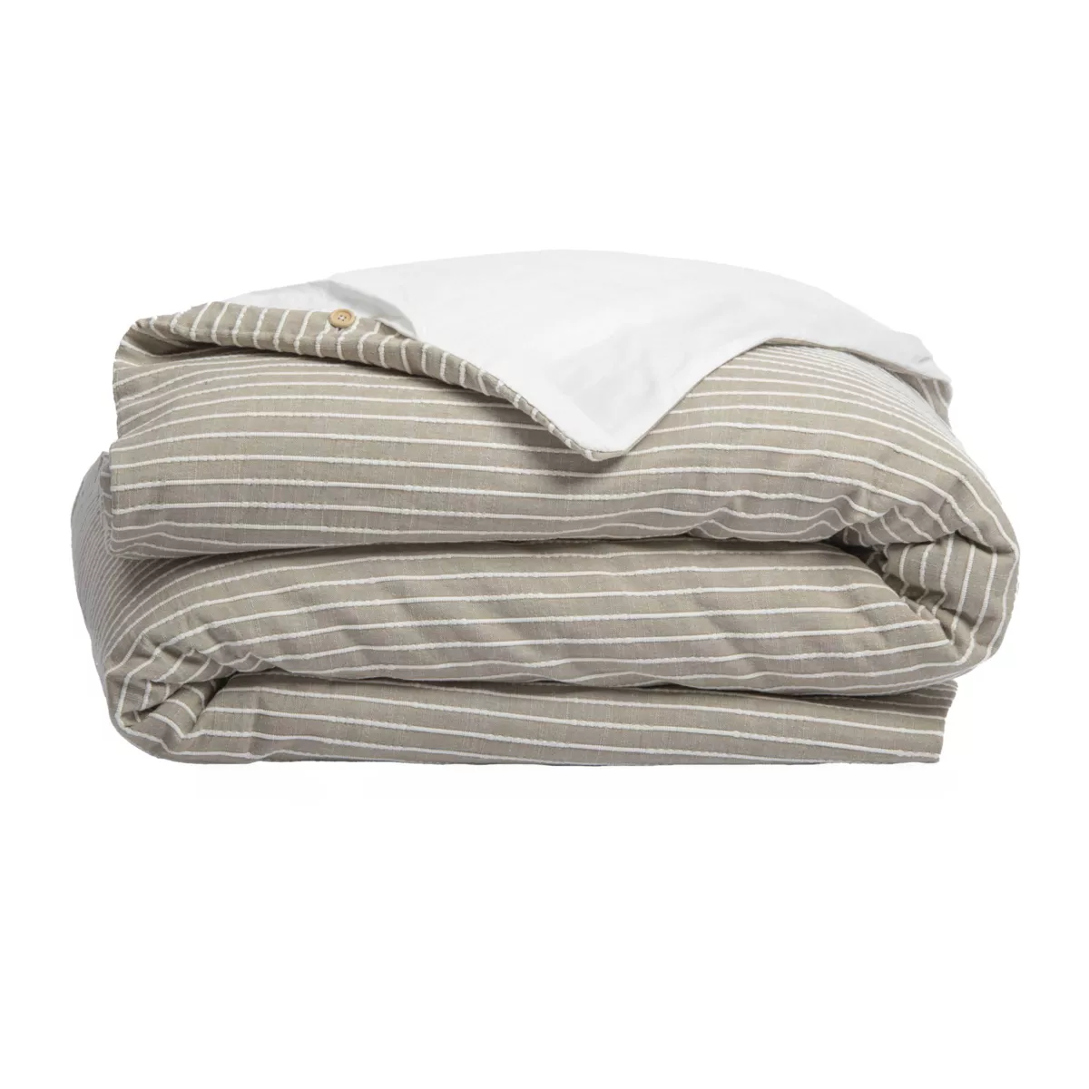 Copripiumino reversibile in cotone texturizzato e percale (140 x 200 cm) Alice Ecru