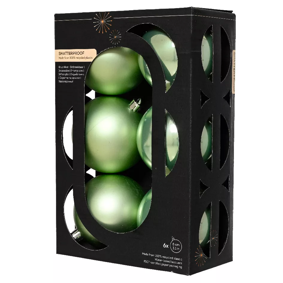 Lot de 6 boules de Noël (D80 mm) Aravis Vert Matcha