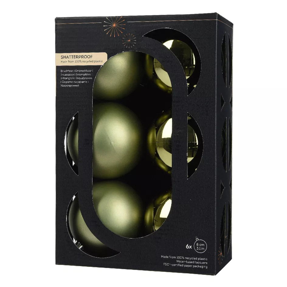 Set di 6 palline di Natale (D80 mm) Aravis Verde rosmarino