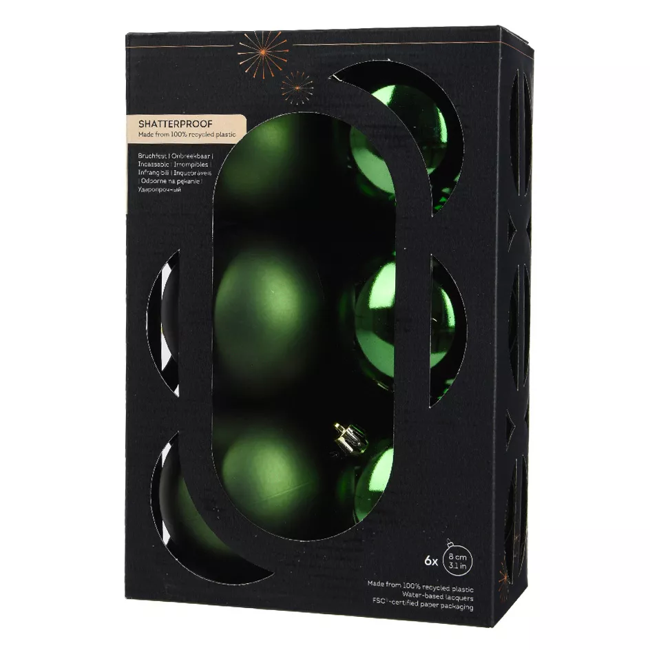 Set di 6 palline di Natale (D80 mm) Aravis Verde abete