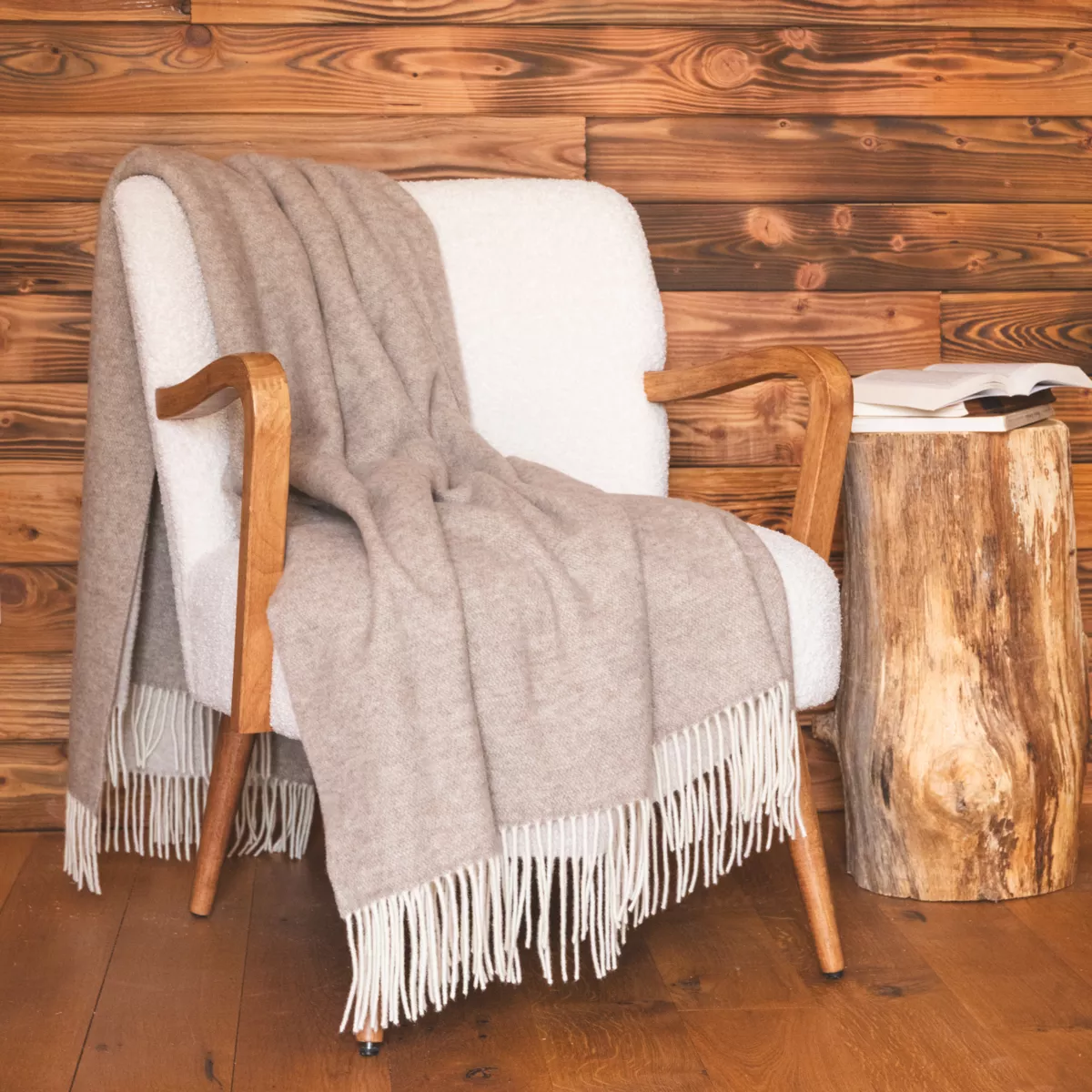 Plaid wol en kasjmier (140 x 200 cm) Como Beige