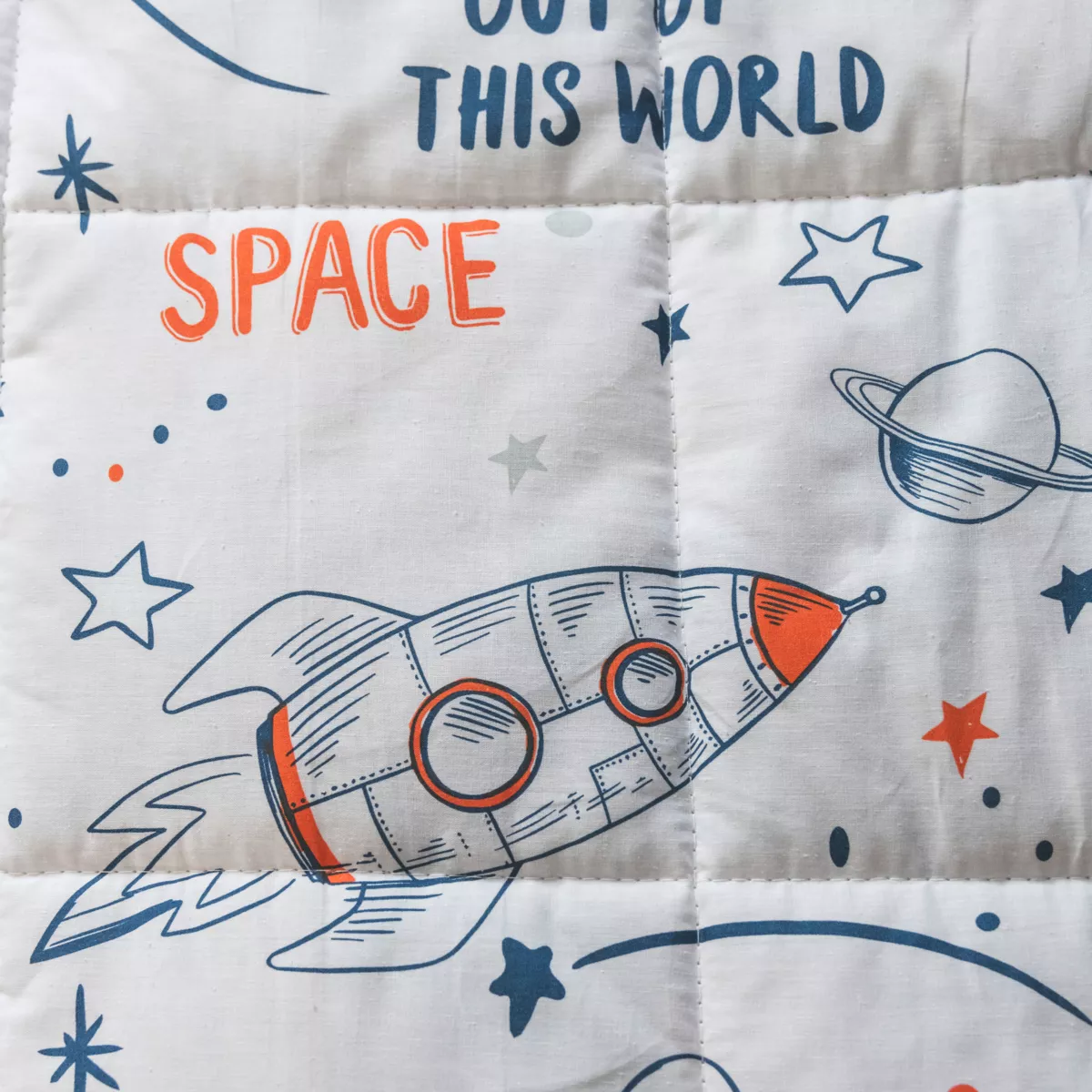 Edredón infantil de algodón estampado (140 x 200 cm) Galaxia Blanca