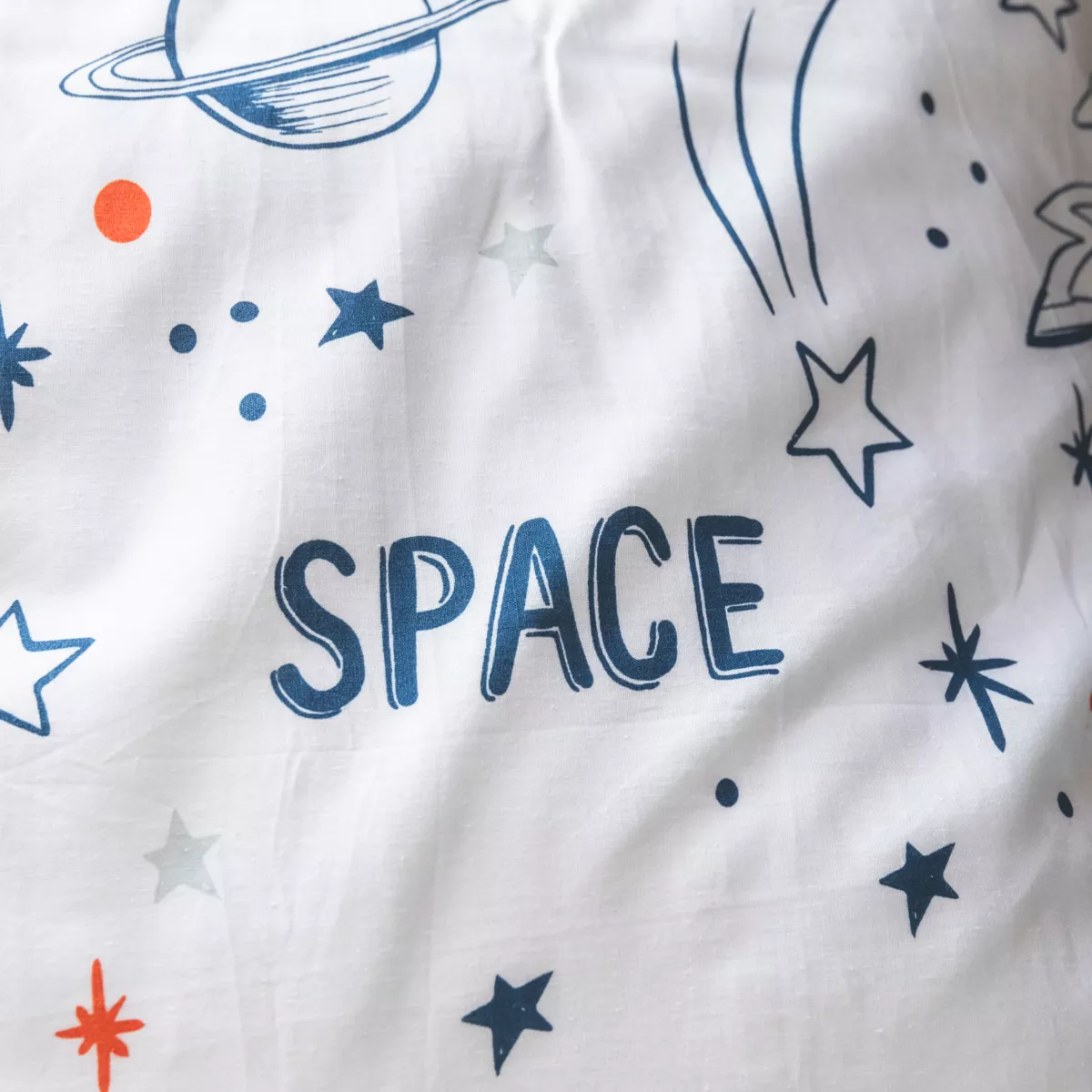 Funda nórdica y una funda de almohada infantil de algodón (140 x 200 cm) Galaxia Blanca