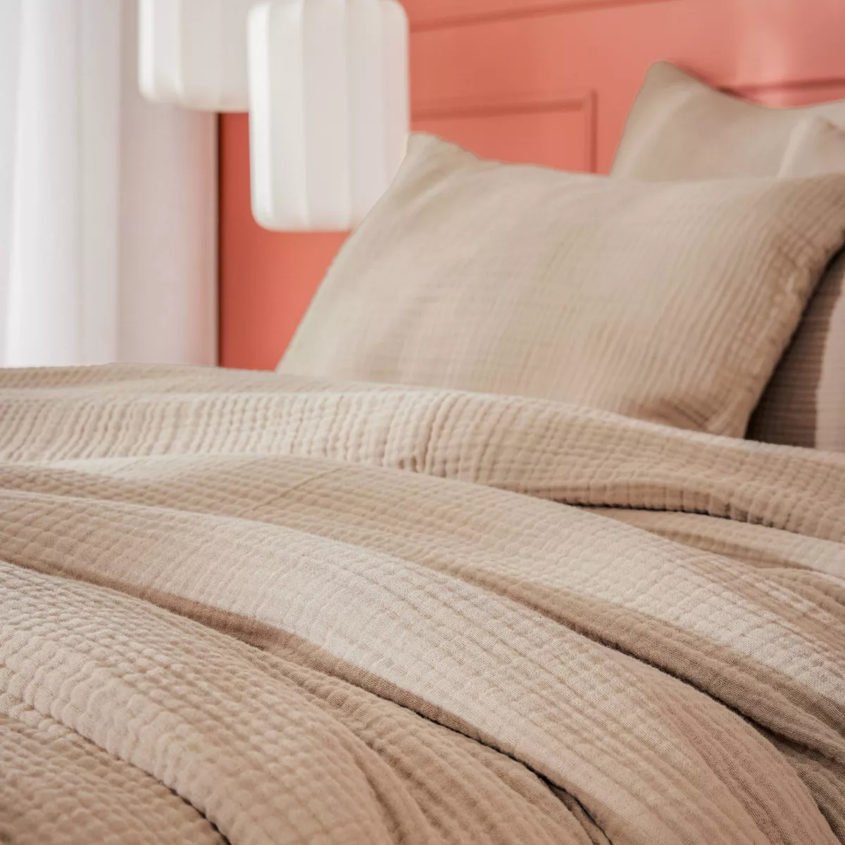 Housse de couette quadruple gaze de coton (280 x 240 cm) Victoria x Gaïa Ficelle