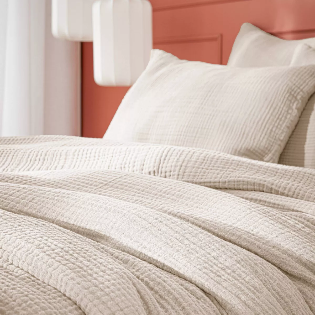 Copripiumino in quadrupla garza di cotone (240 x 220 cm) Victoria x Gaïa Beige pampa