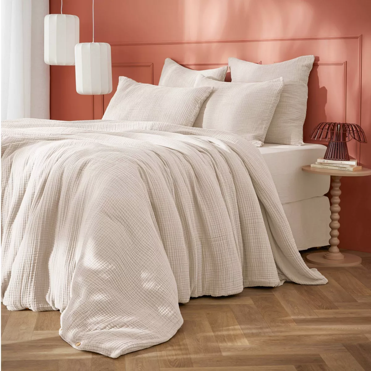 Copripiumino in cotone a quattro strati (260 x 240 cm) Victoria x Gaïa Beige pampa