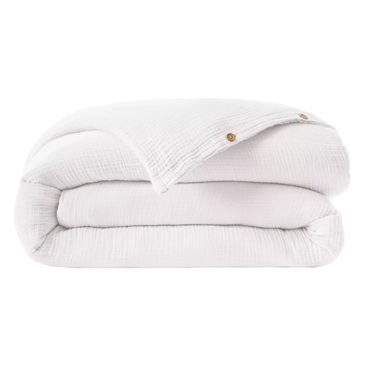 Copripiumino in quadrupla garza di cotone (260 x 240 cm) Victoria x Gaïa Bianco chantilly