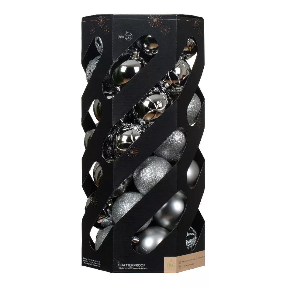  Boules polystyrene dia6cm argent ALPINE (EMBALLAGE 100% RECYCLE)