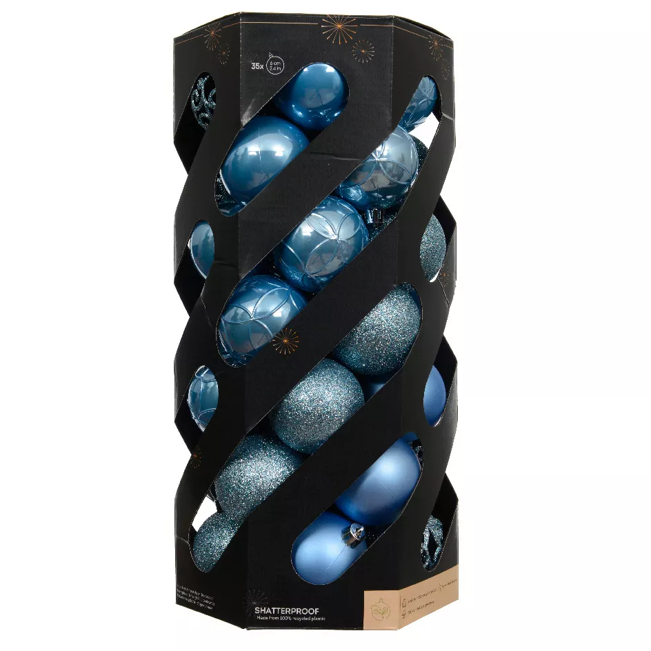 BOITE DE 35  Boules polystyrene dia6cm sky blue ARAVIS (EMBALLAGE 100% RECYCLE certifié fsc)