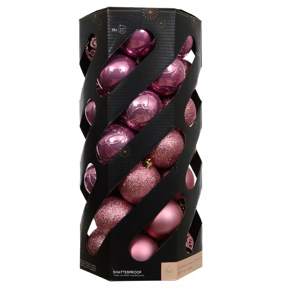 BOITE DE 35  Boules polystyrene dia6cm rose pale ARAVIS (EMBALLAGE 100% RECYCLE certifié fsc)