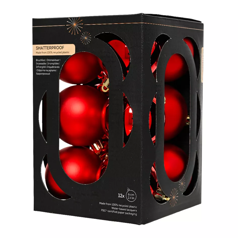Set di 12 palline di Natale (D60 mm) Aravis Rosso