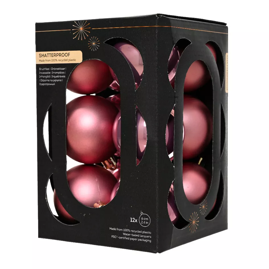 Set von 12 Weihnachtskugeln (D60 mm) Aravis Altrosa