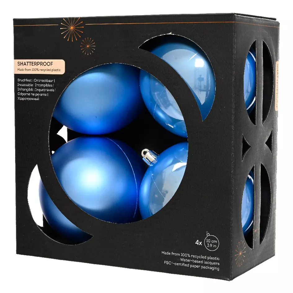Boite a 4 Boules polystyrene dia10cm sky blue ARAVIS (EMBALLAGE 100% RECYCLE certifié fsc)