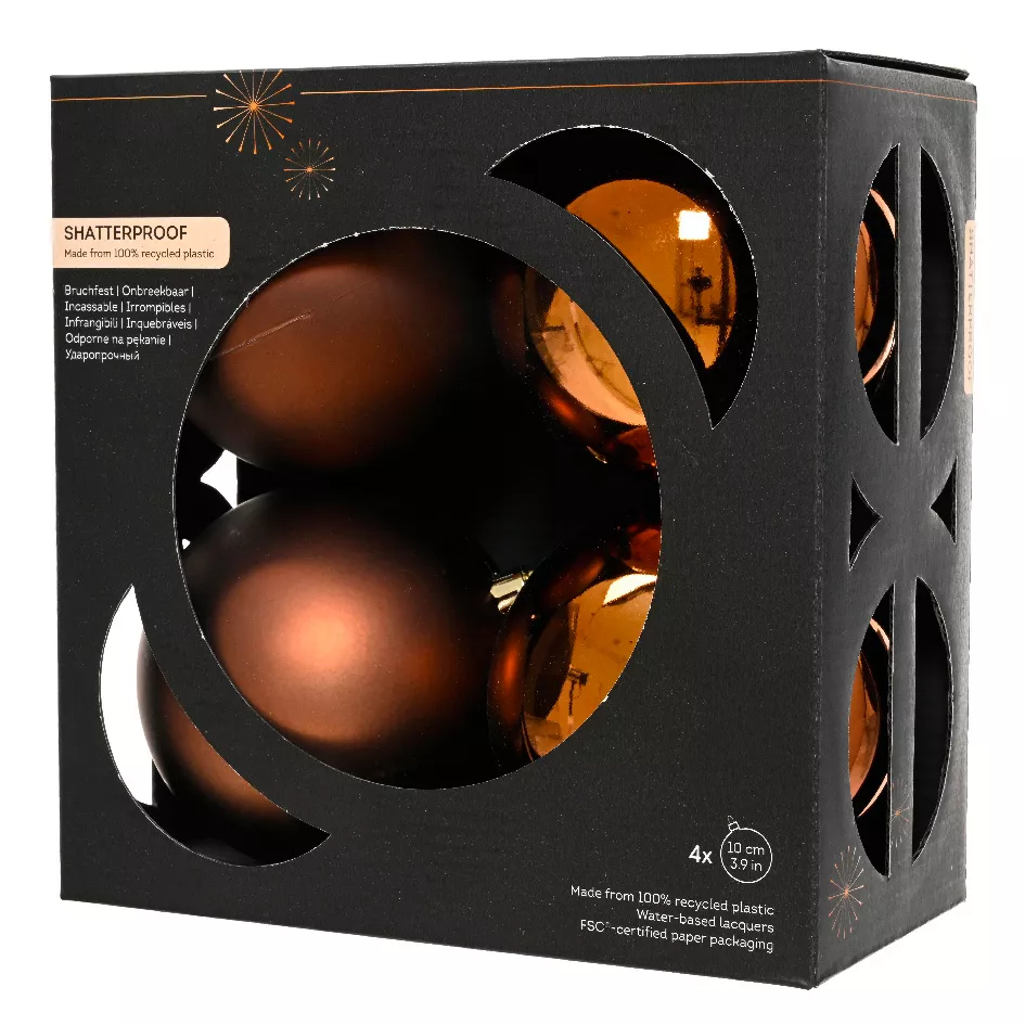 Boite a 4 Boules polystyrene dia10cm espresso ARAVIS (EMBALLAGE 100% RECYCLE certifié fsc)
