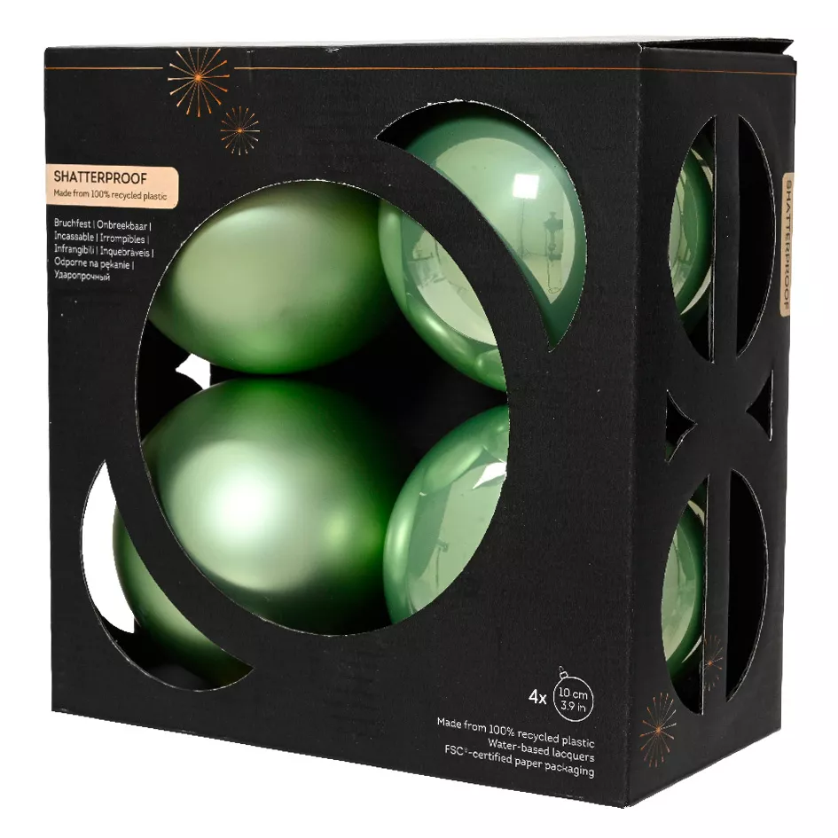 Lot de 4 boules de Noël (D100 mm) Aravis Vert Matcha