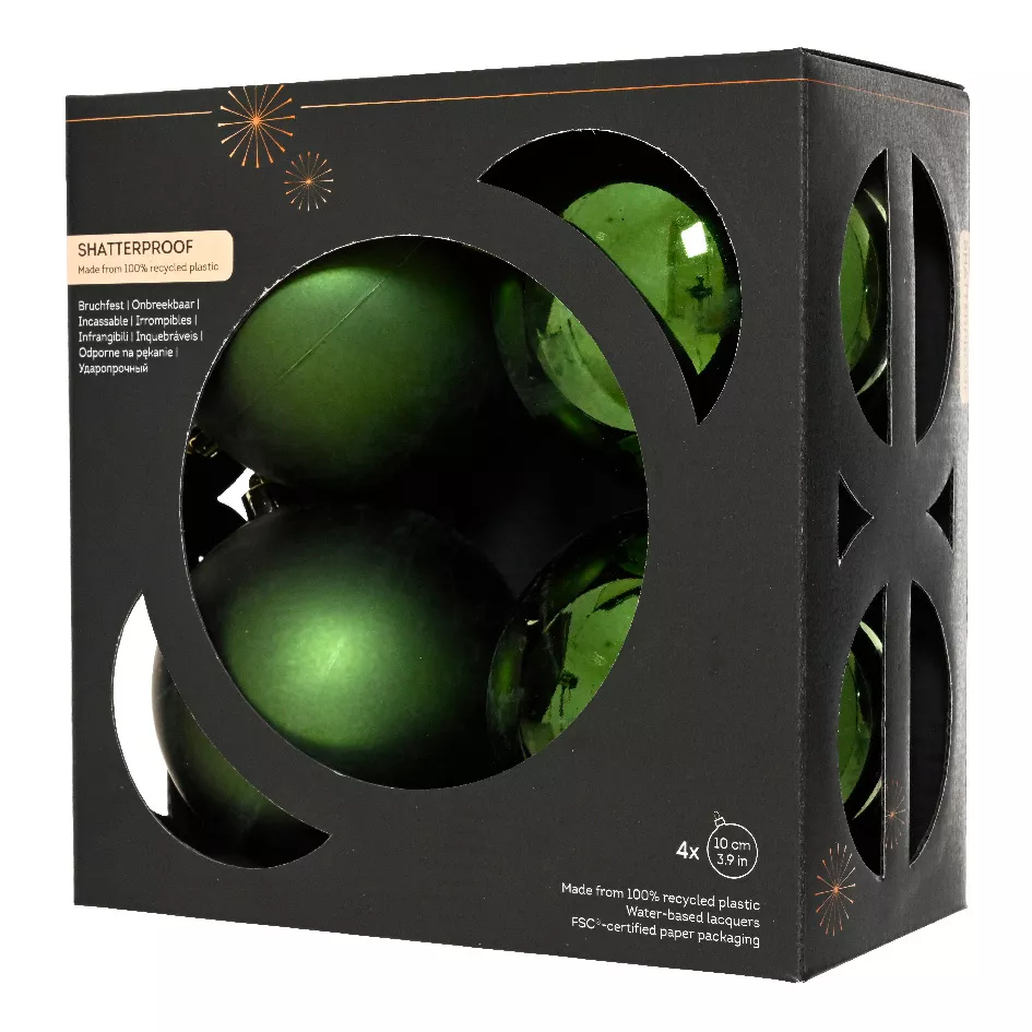 Set di 4 palline di Natale (D100 mm) Aravis Verde abete