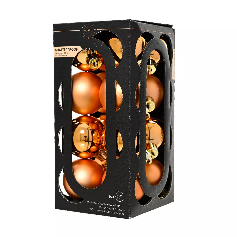 BOITE DE 16  Boules polystyrene dia4cm cognac ARAVIS (EMBALLAGE 100% RECYCLE certifié fsc)