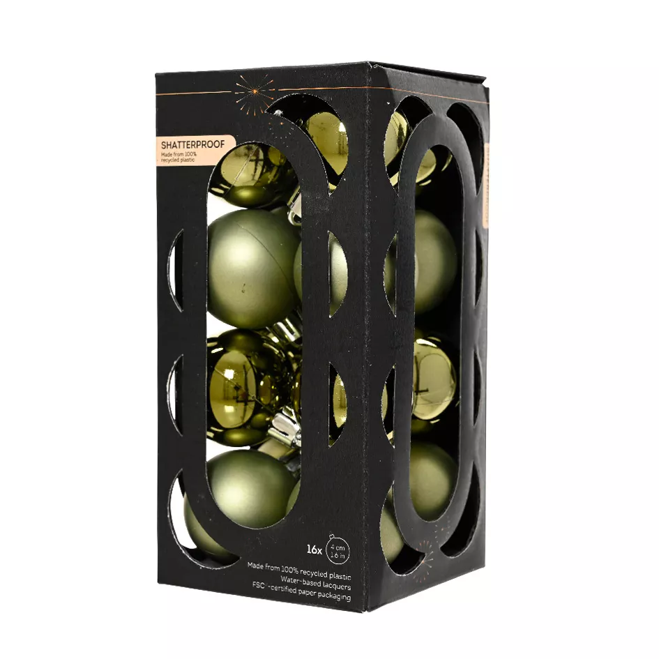 BOITE DE 16  Boules polystyrene dia4cm vert romarin ARAVIS (EMBALLAGE 100% RECYCLE certifié fsc)