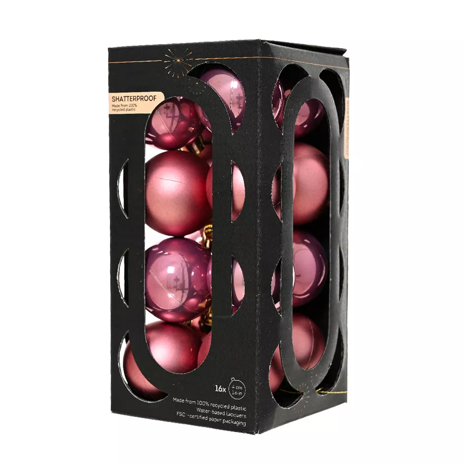 BOITE DE 16  Boules polystyrene dia4cm rose pale ARAVIS (EMBALLAGE 100% RECYCLE certifié fsc)