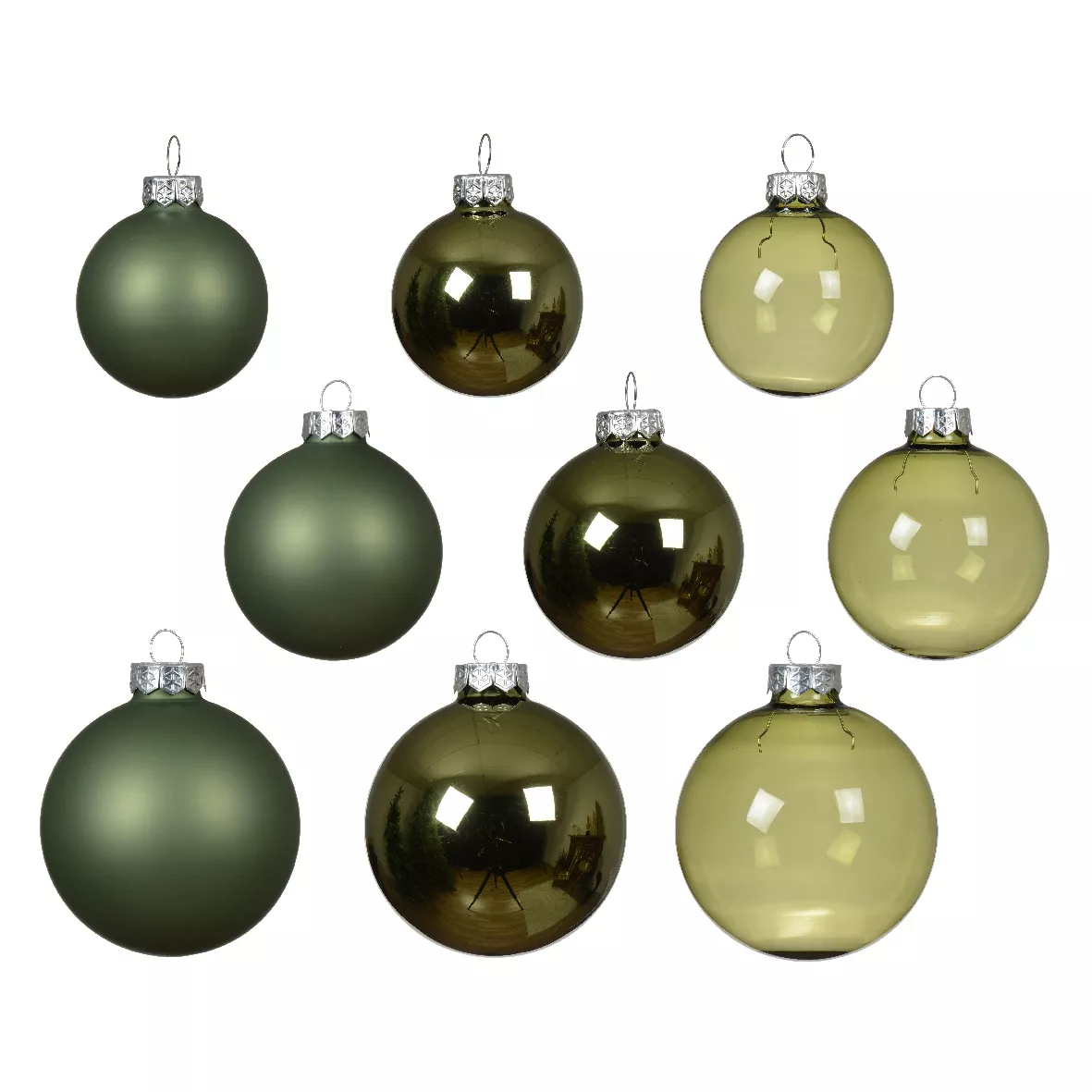 Lot de 21 boules de Noël en verre Assorties Cristal Vert romarin