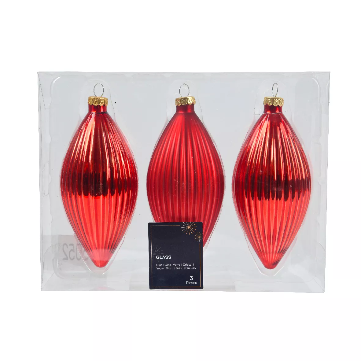 LOT DE 3  Olive verre brillant - mat dia6-H13cm rouge noel DONNER LE MEME NOM DE GAMME