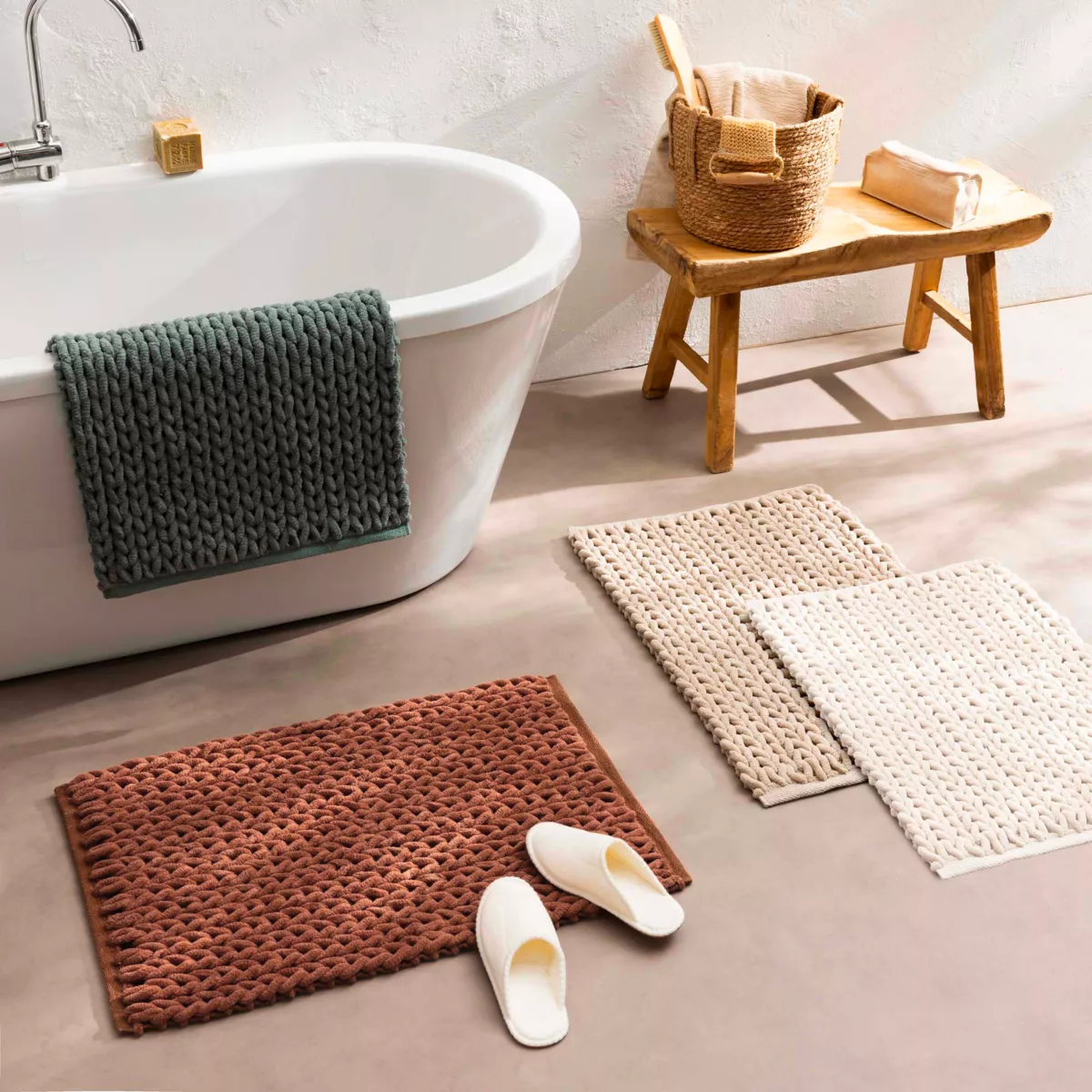 Katoenen badmat (50 x 80 cm) Ariel Terracotta