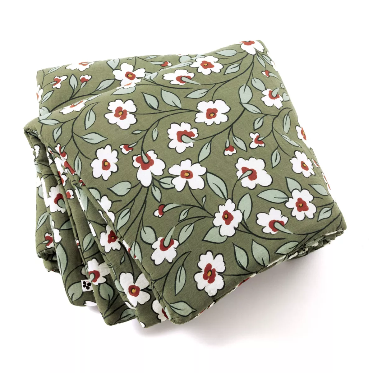 Edredón de gasa de algodón (90 x 200 cm) Gaïa margarita Verde romero