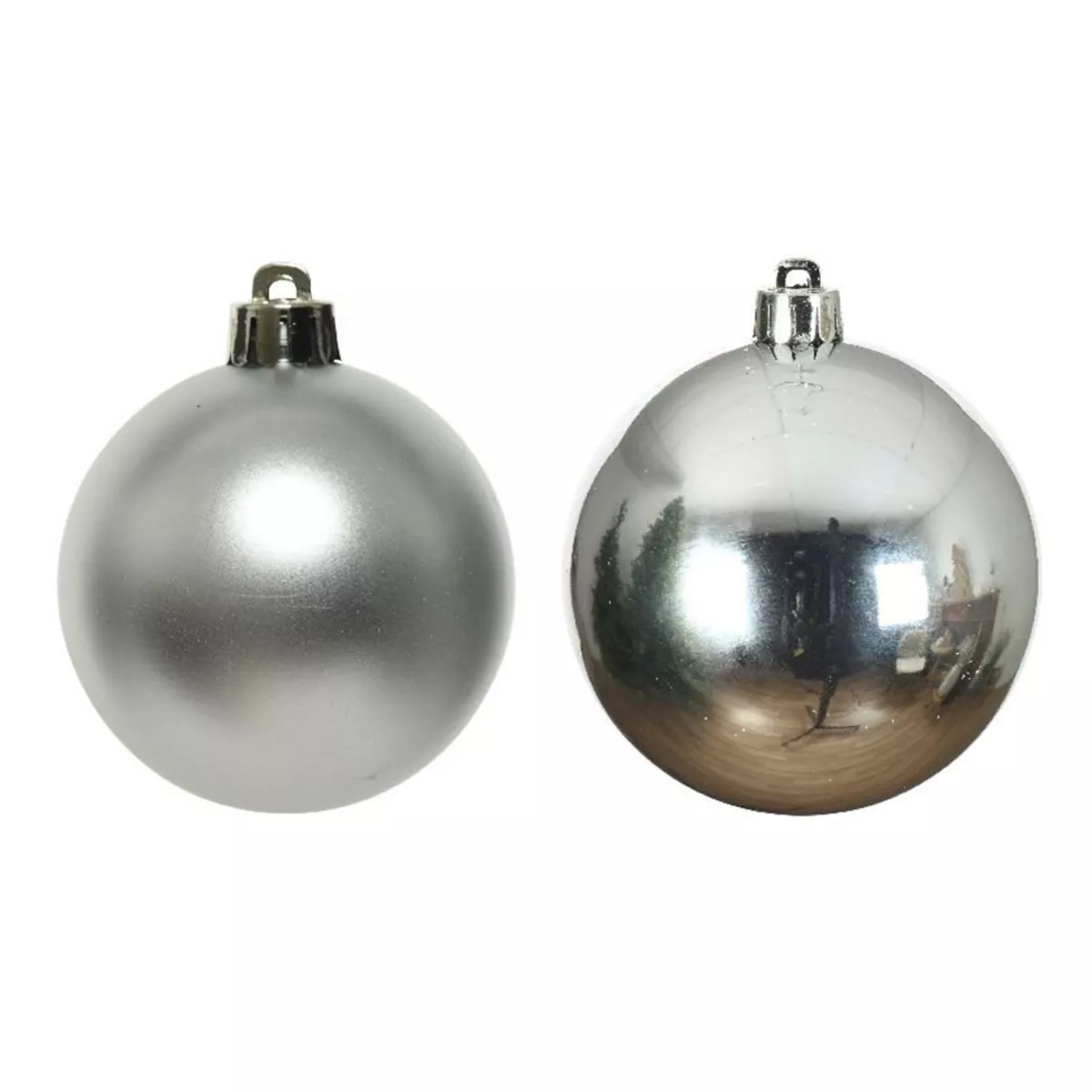 Lot de 6 boules de Noël (D80 mm) Alpine Argent