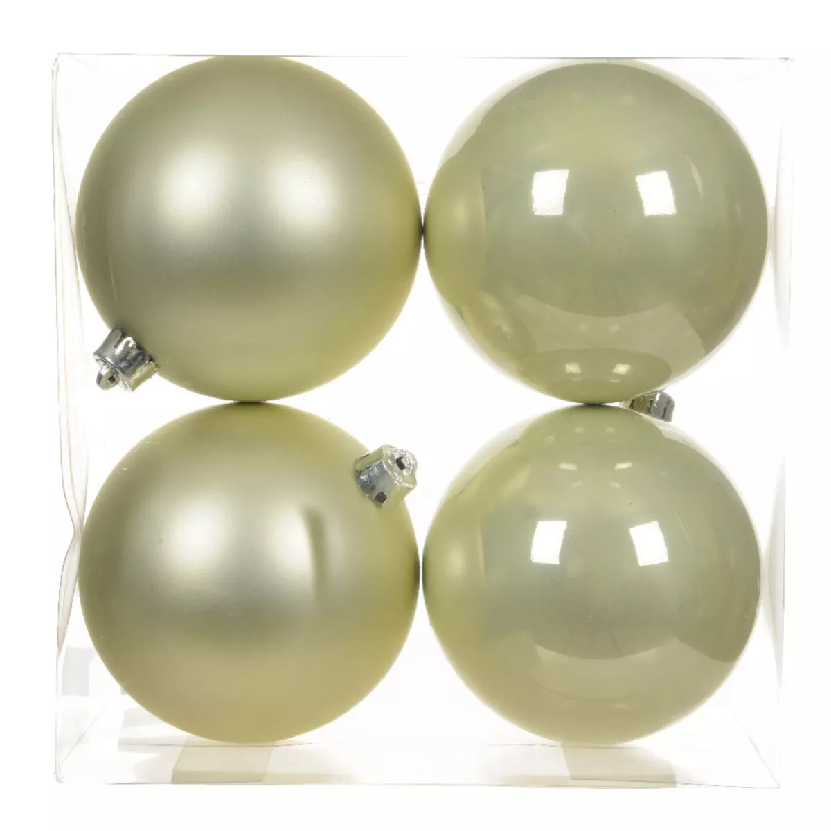 Lot de 4 boules de Noël (D100 mm) Alpine Menthe blanche