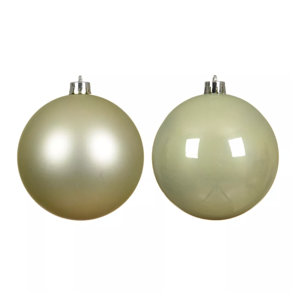 Lot de 4 boules de Noël (D100 mm) Alpine Menthe blanche
