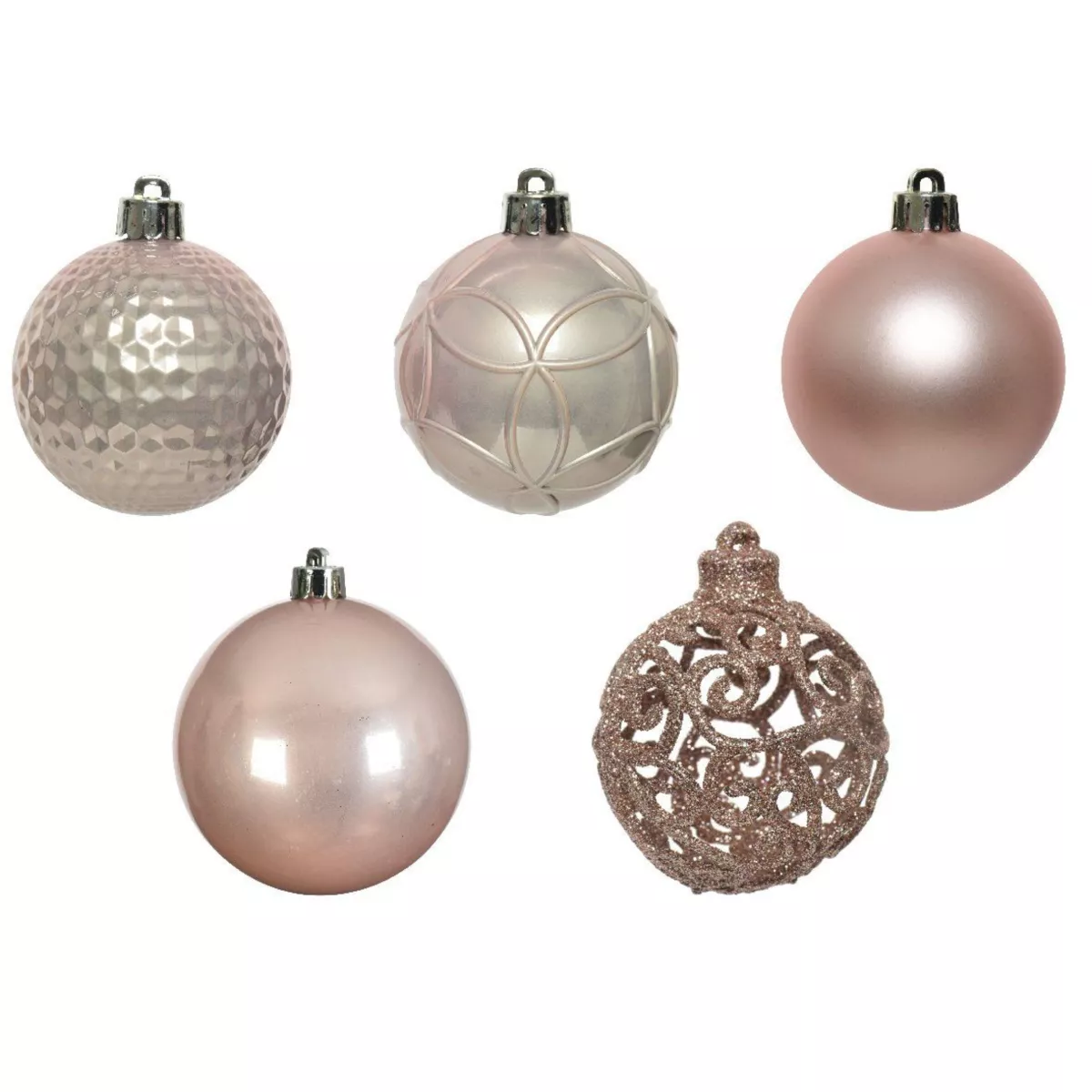 Lot de 37 boules de Noël (D60 mm) Alpine Mix Rose poudré 3