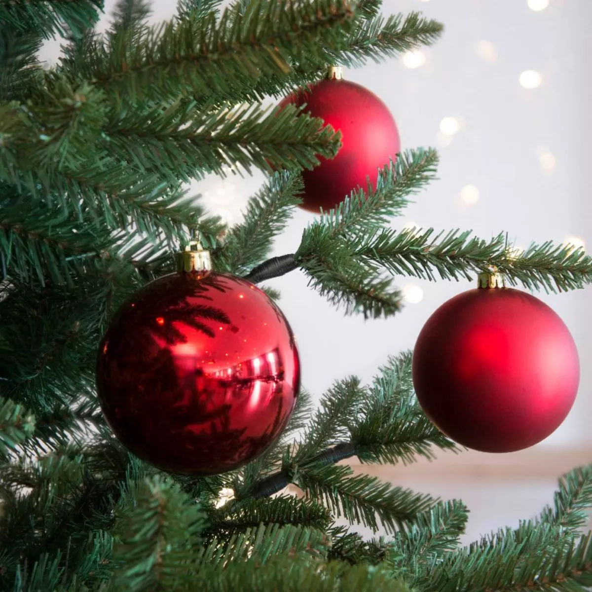 Lot de 4 boules de Noël (D100 mm) Alpine Rouge